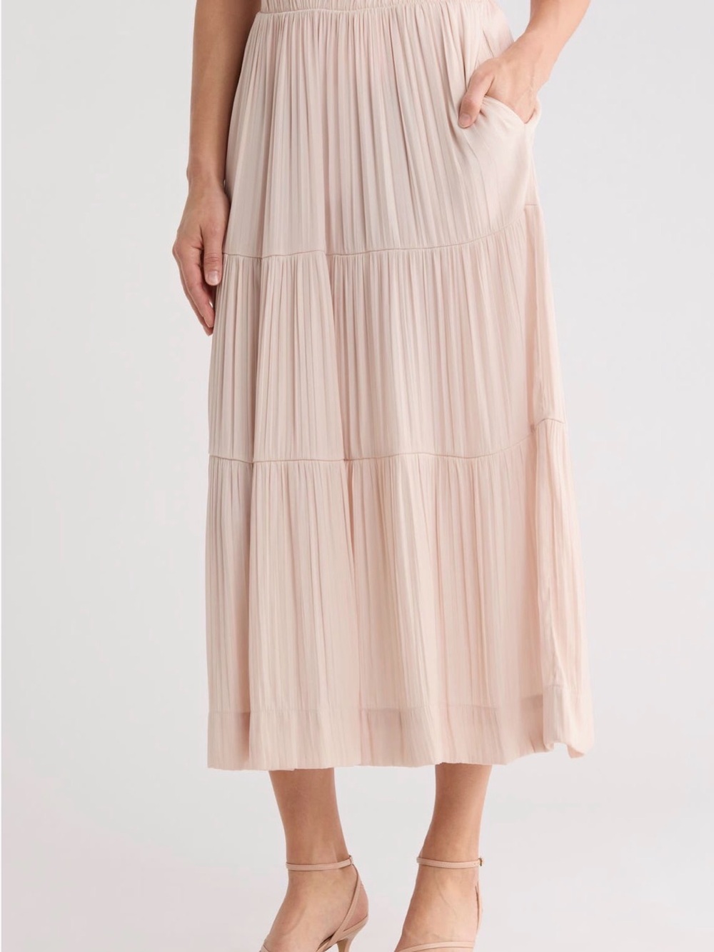 NWT T TAHARI TEXTURED TIER BLUSH SKIRT WITH POCKETS SIZE XL